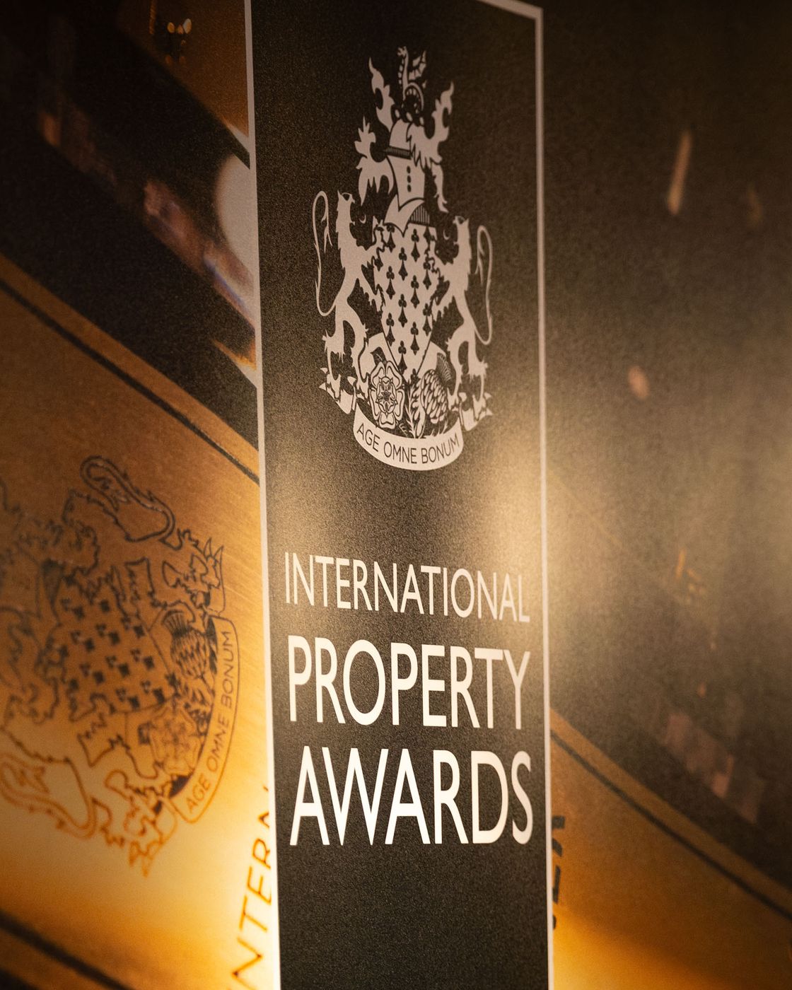 The International Property Awards sign at The Royal Lancaster Hotel