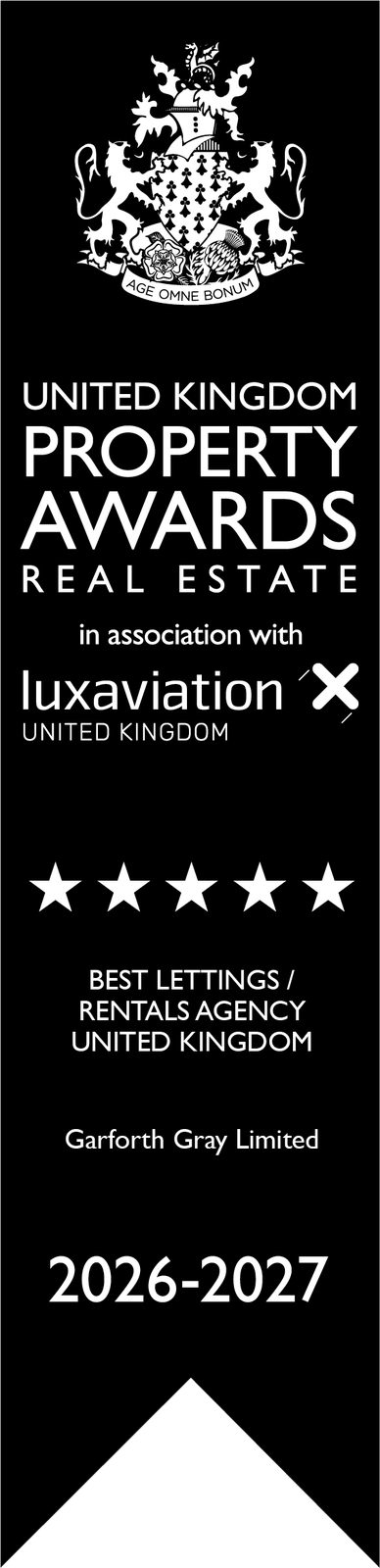 United Kingdom Property Awards five star ribbon 2026-2027: Best Lettings / Rentals Agency, United Kingdom