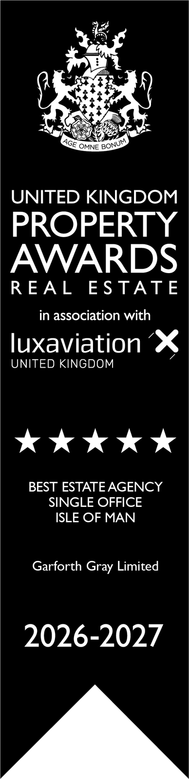 United Kingdom Property Awards five star ribbon 2026-2027: Best Estate Agency Single Office, Isle of Man